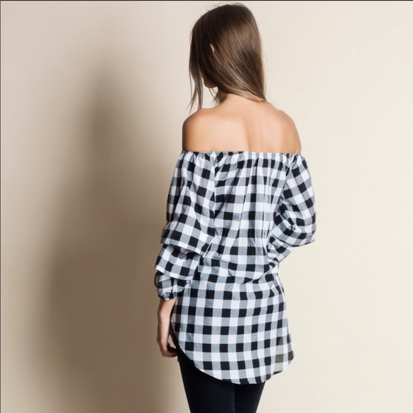 ⚡️Gingham Off Shoulder Tunic - Picture 4 of 5